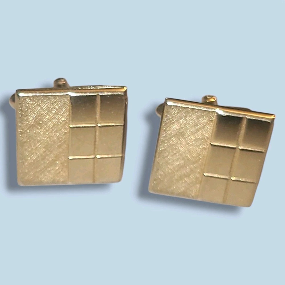 Vintage Gold Tone Geometric Swank Cufflinks‎
